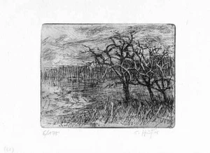 CHRISTOPF HÜFFER - winterliche APFELBÄUME - Original RADIERUNG signiert - Picture 1 of 1
