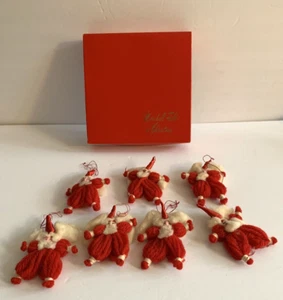 Set di 7 vecchi filati vintage ornamenti natalizi Babbo Natale con coperchio campi Marshall - Foto 1 di 9