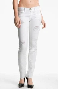 Current Elliott The Straight Leg Denim Sugar Destroy weiße gerissene Jeans - Bild 1 von 3