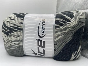 Hilos de hielo Jacquard de lana negro gris blanco 63203 con estampado automático 150 g 557 yardas - Imagen 1 de 5