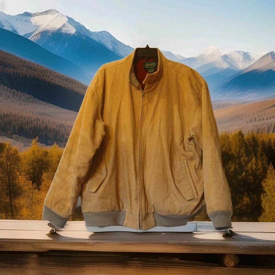 IZOD 灯芯绒大号棕色/薄色夹克外套男式复古 — 第 1/4 张图片