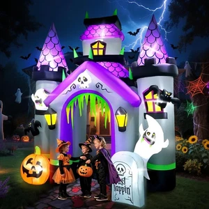 🎃12FT Halloween Aufblasbares Spukhaus Torbogen 👻LED Lichter Außen Hof Deko - Bild 1 von 14