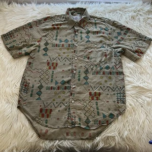 The Territory Ahead Knopfleiste Hemd Large 100 % Seide Abstrakt Southwestern Herren - Bild 1 von 8