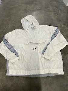 Nike Windbreaker Mens XL White Jacket Center Swoosh Kangaroo Pouch - Picture 1 of 4