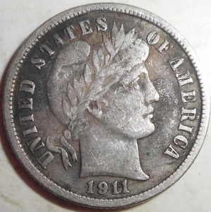 1911-D Barber Dime, LIBERTY, Estate Auction, FREE SHIP - Picture 1 of 2