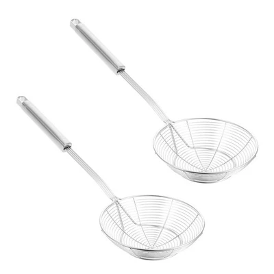  2pcs Metal Spider Skimmer Scoop - Stainless Steel Slotted Strainer Spoon - Mesh - Image 1 of 4