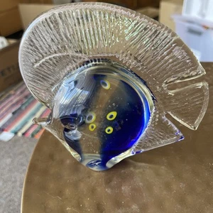 Abacus Tropical Fish Glass Vintage Collectable Paperweight Blue And Yello As New - Picture 1 of 9