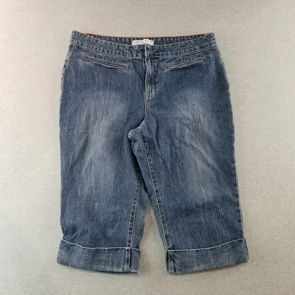 Tommy Hilfiger Jean Capri Para Mujer Talla 14 De Colección Oscuro Med Lavado 100% Algodón Normcore Foto 1 de 4