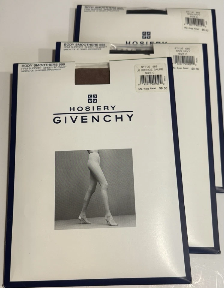 3 复古纪梵希身体平滑裤连裤袜(Bon Navy & Taupe)C 码全新带标签 — 第 1/4 张图片
