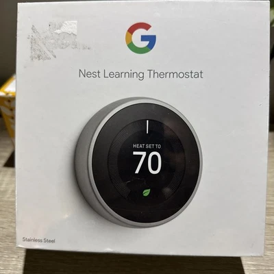 Google Nest 3rd Gen Smart Learning Thermostat - Stainless Steel (T3007ES) - Image 1 of 4