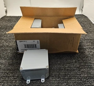(QTY 5) Carlon E989NNJ 4 in. x 4 in. x 2 in. Gray Electrical PVC Junction Box - Picture 1 of 10