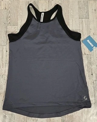 Camiseta sin mangas Soffe niñas GRANDE (12-14) cuello alto pista gris negra atlética NUEVA Foto 1 de 4