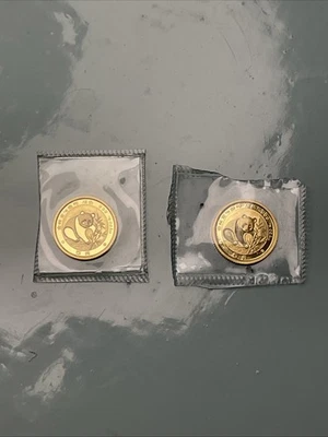 2 moedas de ouro Panda 1/20 yuan 1988 - Imagem 1 de 4