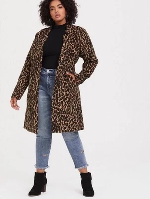 Abrigo Torrid Mujer’s 2 Estampado Leopardo Mezcla Lana Botón Único Abrigo Chaqueta Foto 1 de 4