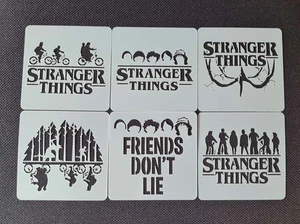 Juego de 6 plantillas reutilizables Stranger Things plantilla artesanía hágalo usted mismo 190 micras Mylar - Imagen 1 de 3