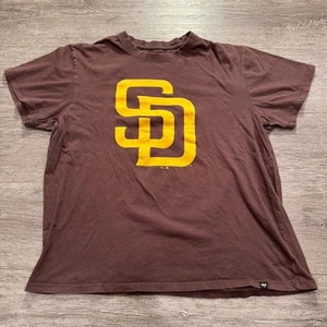 San Diego Padres Shirt Womens Large Brown Yellow '47 Tee Crew Neck MLB Adult - Picture 1 of 7