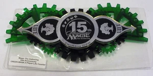 MTG 15th Anniversary GREEN Life Counter MINT IN ORIGINAL HOLDER, FREE SHIPPING - Picture 1 of 2