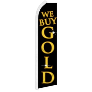 Wir kaufen gold schwarz Swooper Flattern Werbung Feder Flagge gold für Bargeldservice - Bild 1 von 2
