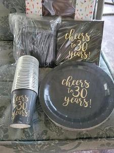Blue Panda Party Supplies For 24 "Cheers To 30 Years" NIB - Picture 1 of 2