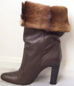 Botas RENE CAOVILLA Bronce Marrón Cuero Forradas de Piel 40 10 - Imagen 1 de 2