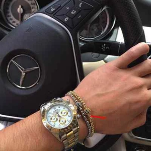 Unisex New Style Anil Arjandas Bracelet 18k Gold Filled Micro Pave Ball Slider - Picture 1 of 7