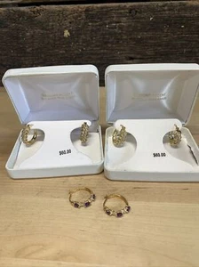 Diamond Accent 18kt Gold Over Brass Earrings lot of 3 pairs - Picture 1 of 6