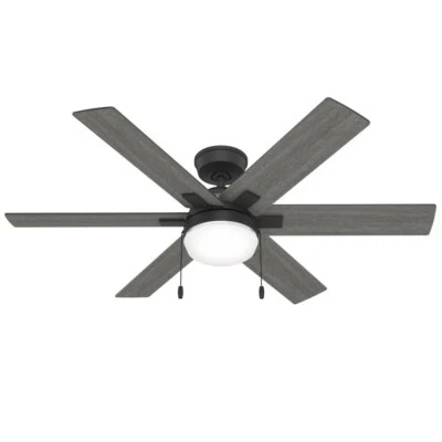 52" Matte Black Reversible Blade Indoor LED Ceiling Fan White Glass Bowl Shade - Image 1 of 4