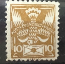 CZECHOSLOVAKIA 1918-20,10h Dove,10 1/2 Perf.Unissued,Print Error. See Pictures.
