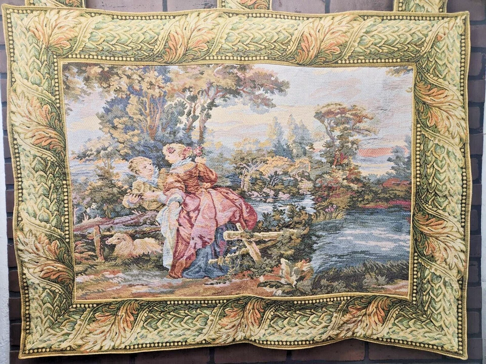 Sea Gull Tapestry Wall Hanging Victorian Scene French Royalty 42"x32" Wall Decor - Image 1 of 4