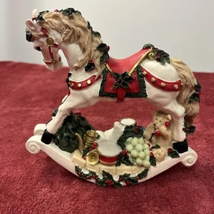 Cavallo a dondolo vintage natalizio in poli resina scatola originale - Foto 1 di 10