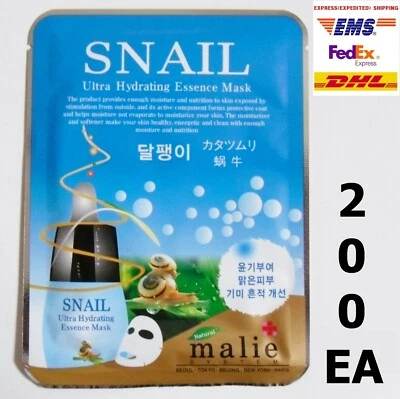 200pcs MALIE SNAIL Face Mask Packs Sheet 25g Moisture Nourishing EXPRESS SHIP - Image 1 of 4