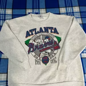 1991 Back 2 Back 1992 Atlanta Braves Sweatshirt World Series AN40523 - Picture 1 of 2