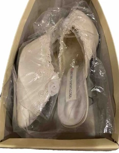 VTG Victoria's Secret Ivory Satin Beaded Bridal Boudoir Heels Womens Size M READ - Picture 1 of 21