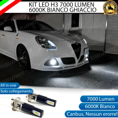 KIT LED FENDINEBBIA ALFA ROMEO GIULIETTA LAMPADE LED H3 BIANCO XENO 7000 LUMEN - Immagine 1 di 4
