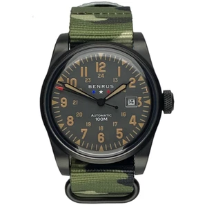 Benrus Field F1-BK-BK-NC esfera gris PVD acero inoxidable fecha 41 mm automático para hombre - Imagen 1 de 8