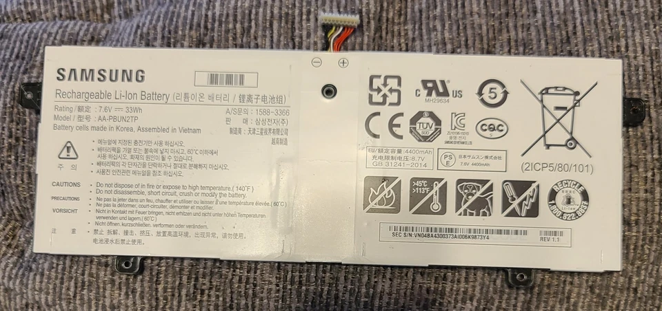 BATERIA GENUÍNA SAMSUNG AA-PBUN2TP Chromebook 7.6V 33Wh XE500C13 - Imagem 1 de 2