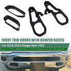 Pair of Front Tow Hooks w/ Bumper Bezels For Dodge 2019 -2023 Dodge Ram 1500 new