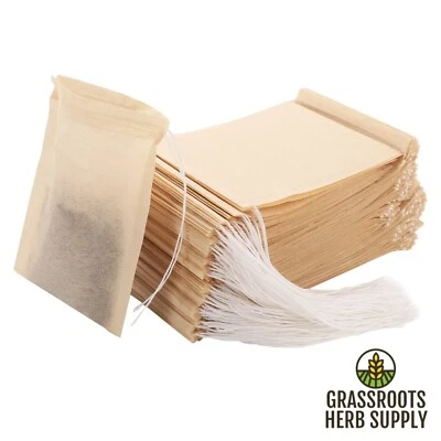Unbleached Disposable Tea Filter Bags with Drawstring | All Natural Compostable - Image 1 of 3