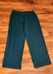 Coldwater Creek Pull On Wide Leg Slinky Travel Knit Pants Size L Teal Stretch - Picture 1 of 10
