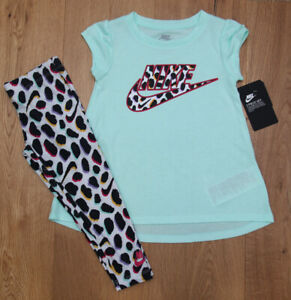 Nike Little Girls T-Shirt and Leggings Set ~ Mint Green, Black & Pastels ~