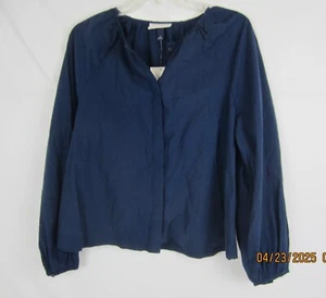 Unversial Thread Women's Long Sleeve Hidden Button Up Blouse Blue S - Picture 1 of 14