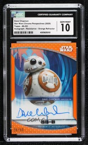 2020 Star Wars Chrome Perspectives Orange Refractor 36/50 Dave Chapman Auto w7v