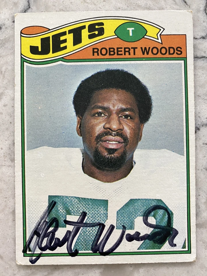 Robert Woods signed NEW YORK JETS card  1977 Topps - Image 1 of 1