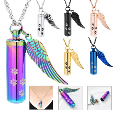 Colar pingente urna oca cilindro patas para cremação cinzas joias comemorativas - Imagem 1 de 2