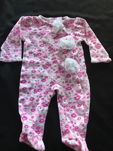 Laura Ashley Baby Pink Floral Footie With Tulle -  6-9 Months - Picture 1 of 6