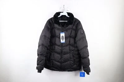 Nuevo abrigo chaqueta acolchada con cremallera completa deletreada talla grande Nautica para mujer negro Foto 1 de 4