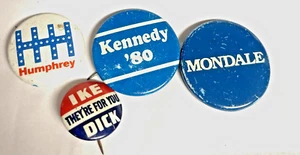 Lot Vintage Political Pins — Kennedy Mondale Humphrey Ike They're For You Dick - Picture 1 of 6
