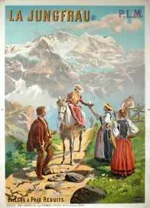 La Jungfrau Bernese Oberland by Taconville for the PLM c1900 STONE LITHO TRAVEL - Picture 1 of 1