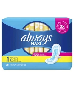 Always Maxi Feminine Pads Women,Size 1 Regular Absorbency, Without Wings 28 Pads - Picture 1 of 1