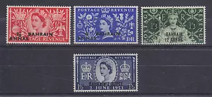 Bahrain Sc 92-95 MLH. 1953 Coronation, overprints on stamps of Great Britain, VF - Picture 1 of 1